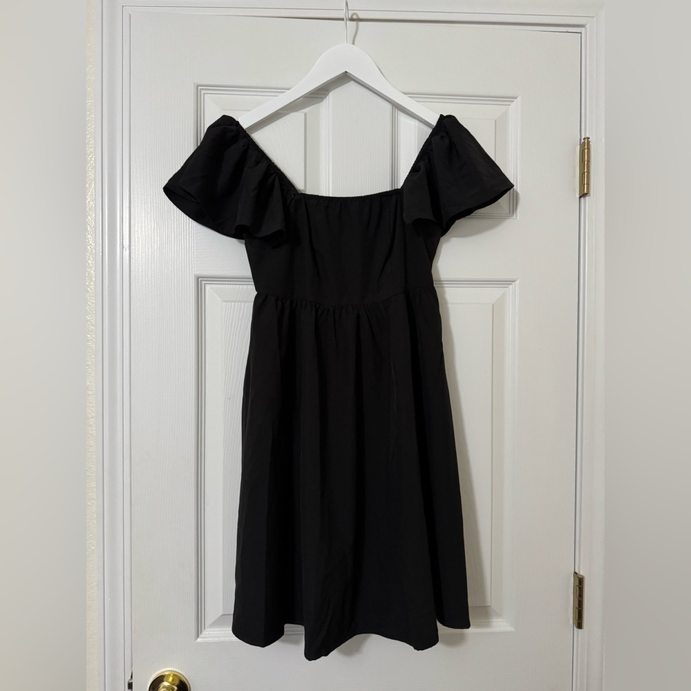 Exlura Square Neck Flutter Sleeve Mini Dress